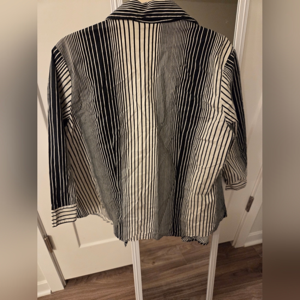 Vintage Carolina Colours Black & White Striped Button-Up Blouse - Picture 2 of 6